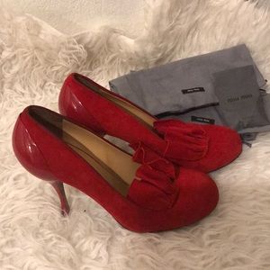 Miu Miu Red Suede Heels